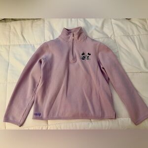 Vintage Disney Lavender 1/4 Zip Fleece with Embroidered Mickey and Minnie Mouse